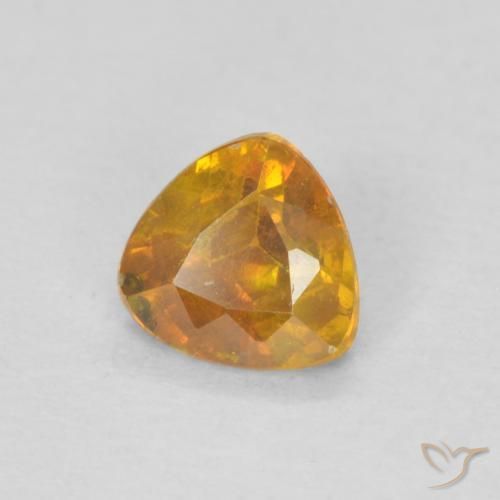 0.49 ct Orange Sphalerite Stone, Natural Sphalerite in Trillion Facet Shape for Sale