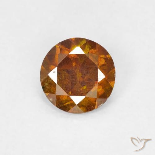 0.44ct Natural Medium Orange Sphalerite, Round, SI-I1