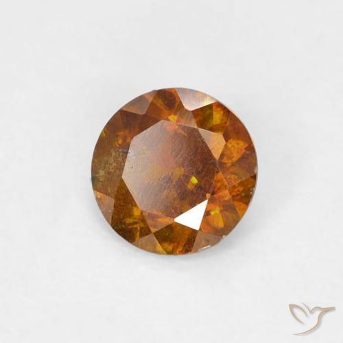 0.44 ct Orange Sphalerite Stone, Natural Sphalerite in Round Facet Shape for Sale