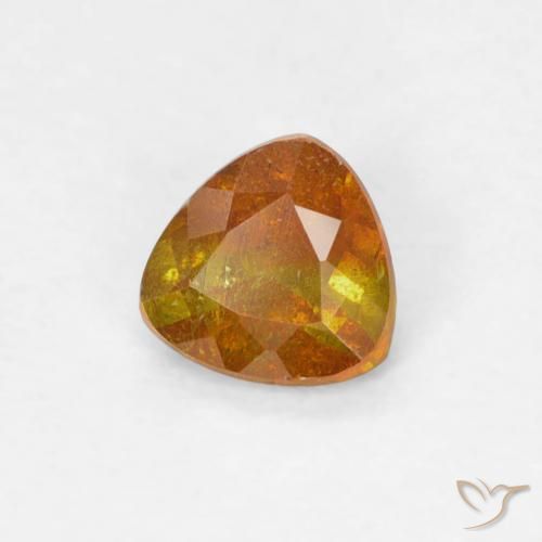 0.41 ct Orange Sphalerite Stone, Natural Sphalerite in Trillion Facet Shape for Sale
