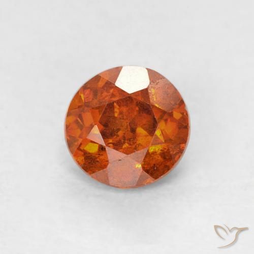 0.80ct Natural Reddish Orange Sphalerite, Round, SI-I1