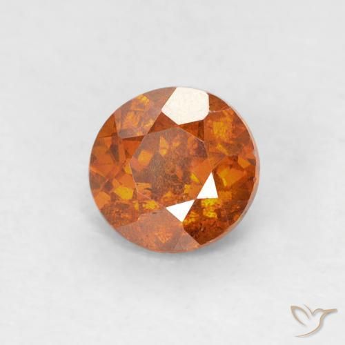 0.80 ct Orange Sphalerite Stone, Natural Sphalerite in Round Facet Shape for Sale