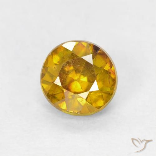 0,59 ct gelber Sphalerit, 4,6 mm Rundschliff aus Spanien, Photo A