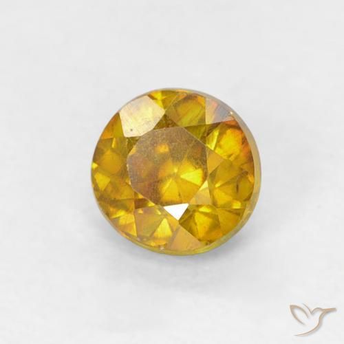 0.59 ct Yellow Sphalerite Stone, Natural Sphalerite in Round Facet Shape for Sale