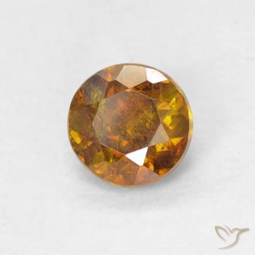 0.61 ct Golden Sphalerite Stone, Natural Sphalerite in Round Facet Shape for Sale