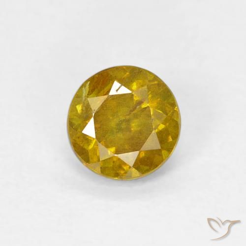 0.73 ct Golden Sphalerite Gemstone, Sphalerite Gem in Round Facet Shape for Sale.