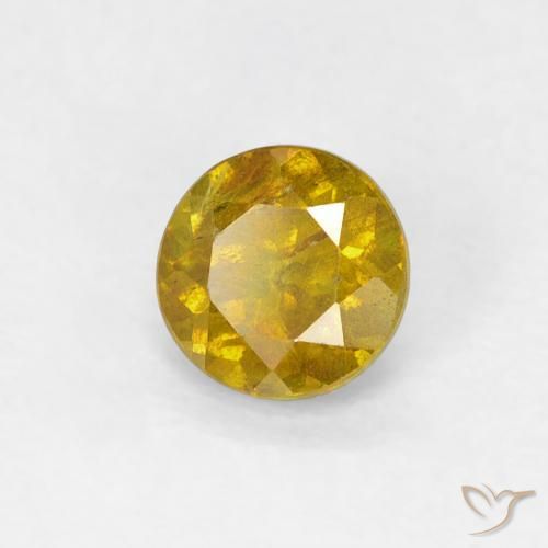 0.73 ct Golden Sphalerite Stone, Natural Sphalerite in Round Facet Shape for Sale