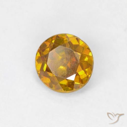0.48 ct Golden Sphalerite Stone, Natural Sphalerite in Round Facet Shape for Sale