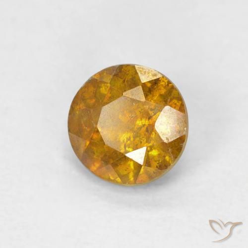 0.95 ct Golden Sphalerite Stone, Natural Sphalerite in Round Facet Shape for Sale