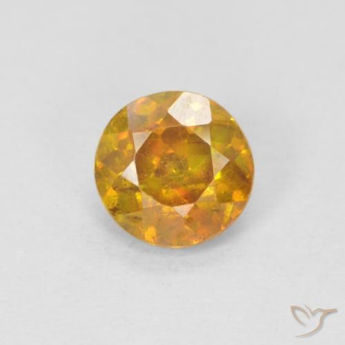 0.95 ct Golden Sphalerite Gemstone, Sphalerite Gem in Round Facet Shape for Sale.