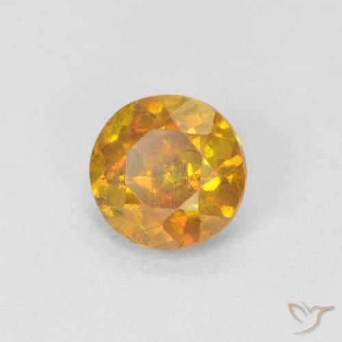 0.95 ct Golden Sphalerite Stone, Natural Sphalerite in Round Facet Shape for Sale