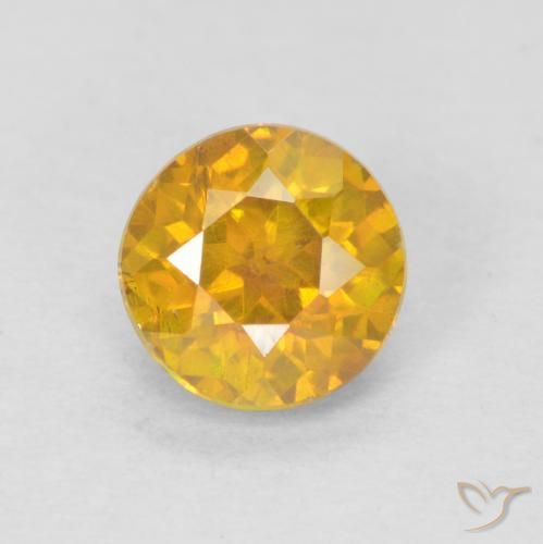 0.69 ct Golden Sphalerite Gemstone, Sphalerite Gem in Round Facet Shape for Sale.