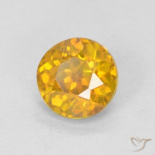 0.69 ct Golden Sphalerite Stone, Natural Sphalerite in Round Facet Shape for Sale