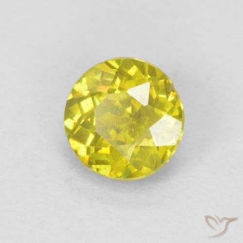 0.60 ct Yellow Sphalerite Stone, Natural Sphalerite in Round Facet Shape for Sale