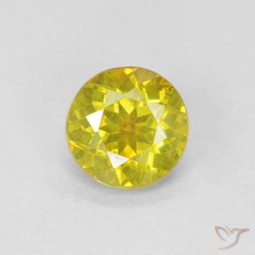 1.05 ct Yellow Sphalerite, 5.9 mm Round Cut From Spain, Photo A