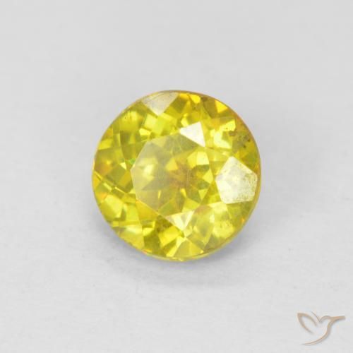 1.05 ct Yellow Sphalerite Stone, Natural Sphalerite in Round Facet Shape for Sale