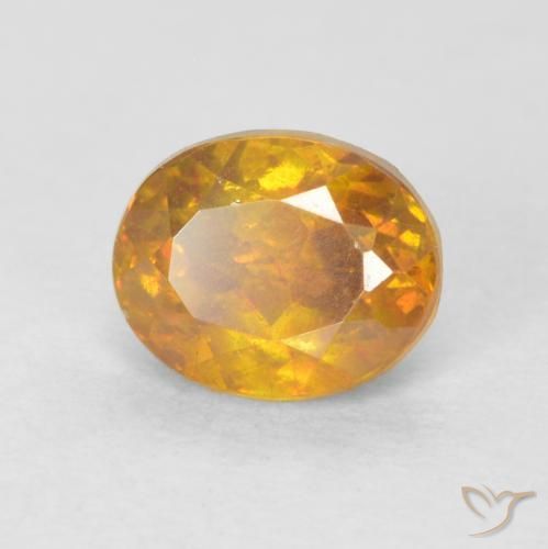 0.91 ct Golden Sphalerite Stone, Natural Sphalerite in Oval Facet Shape for Sale