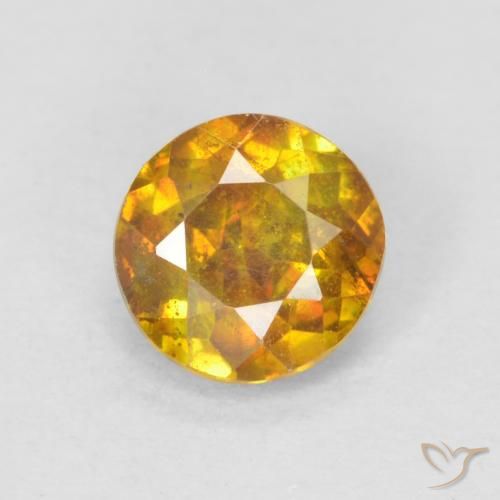 0,66 ct gelber Sphalerit, 5,1 mm Rundschliff aus Spanien, Photo A