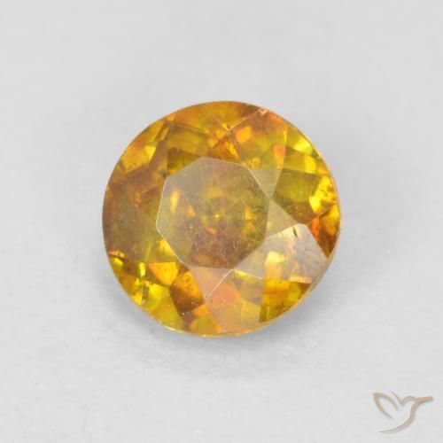 0.66 ct Golden Sphalerite Stone, Natural Sphalerite in Round Facet Shape for Sale
