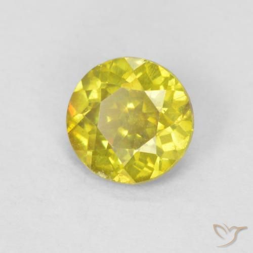 0.47 ct Yellow Sphalerite Stone, Natural Sphalerite in Round Facet Shape for Sale