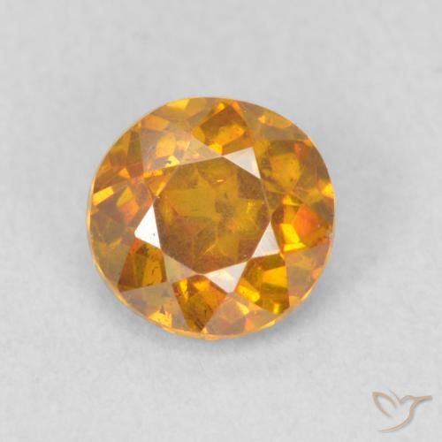 0.68 ct Orange Sphalerite, 5.1 mm Round Cut From Spain, Photo A