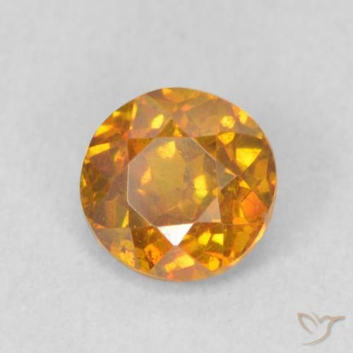 0.68 ct Orange Sphalerite Stone, Natural Sphalerite in Round Facet Shape for Sale