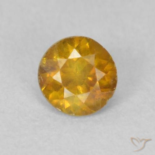 0.29 ct Orange Sphalerite, 3.8 mm Round Cut From Spain, Photo A