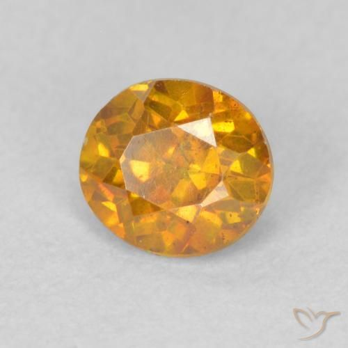 0.61 ct Orange Sphalerite Stone, Natural Sphalerite in Round Facet Shape for Sale