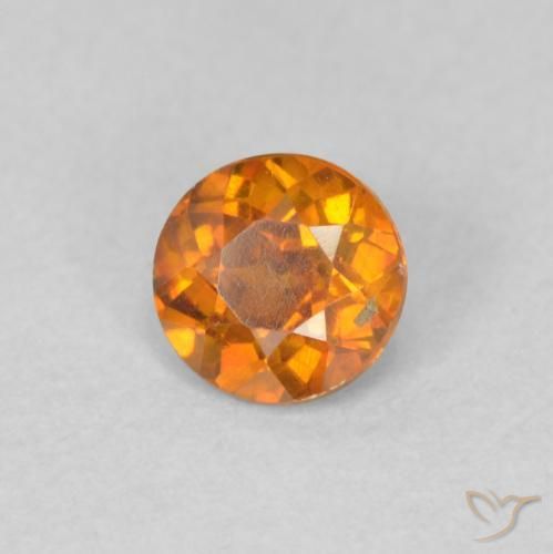0.40 ct Orange Sphalerite Stone, Natural Sphalerite in Round Facet Shape for Sale