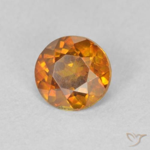 0.47 ct Orange Sphalerite Stone, Natural Sphalerite in Round Facet Shape for Sale