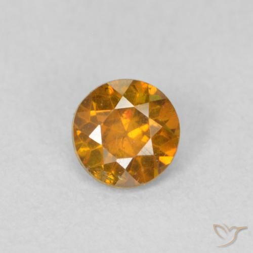 0.36ct Natural Medium Orange Sphalerite, Round, VS-SI