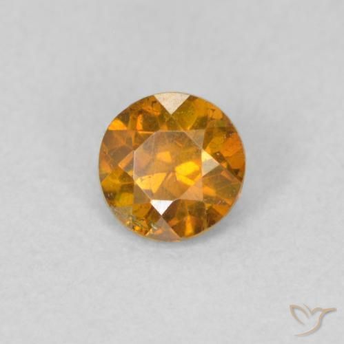 0.36 ct Orange Sphalerite Stone, Natural Sphalerite in Round Facet Shape for Sale