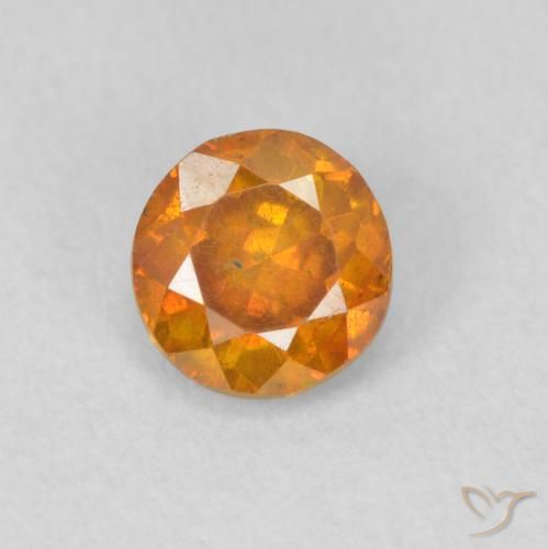 0.53ct Natural Apricot Orange Sphalerite, Round, VS-SI