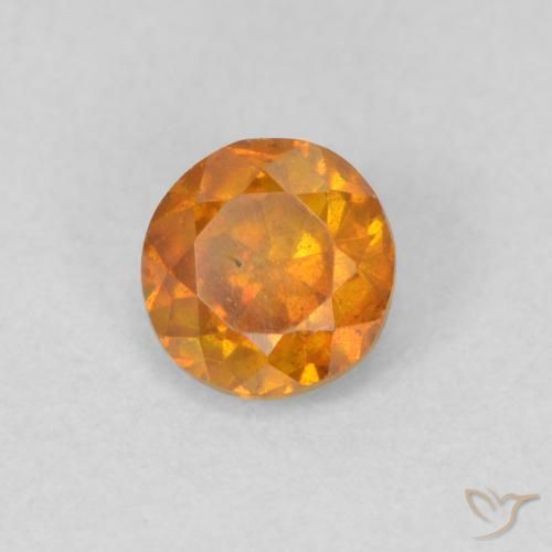 0.53 ct Orange Sphalerite Stone, Natural Sphalerite in Round Facet Shape for Sale