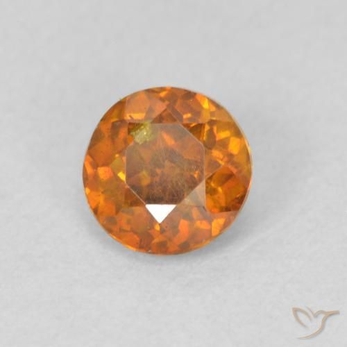 0.58 ct Orange Sphalerite Stone, Natural Sphalerite in Round Facet Shape for Sale