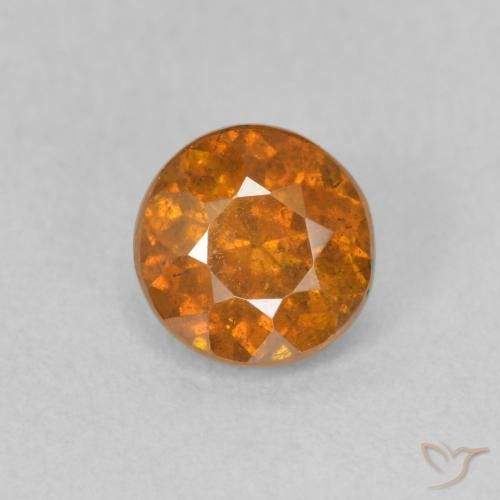 0.91 ct Orange Sphalerite, 5.4 mm Round Cut From Spain, Photo A