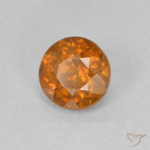 0.91 ct Orange Sphalerite Stone, Natural Sphalerite in Round Facet Shape for Sale