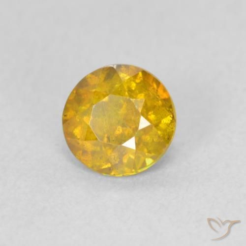 0.77 ct Golden Sphalerite Stone, Natural Sphalerite in Round Facet Shape for Sale