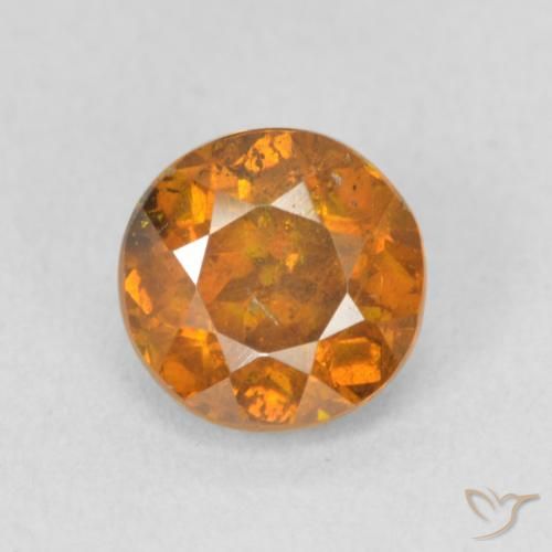 1.37ct Natural Orange Brown Sphalerite, Round, VS-SI