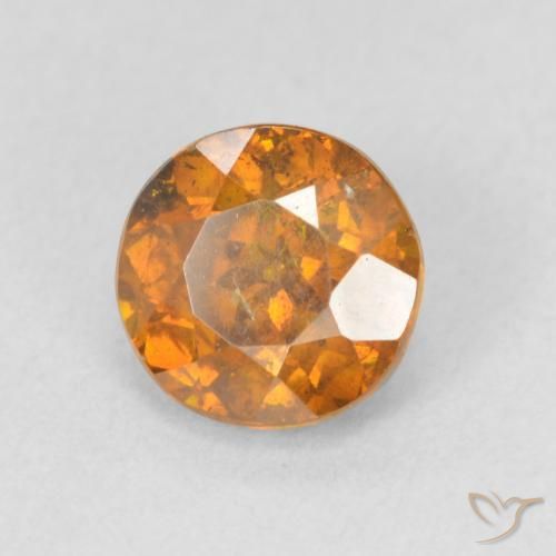 1.37 ct Orange Sphalerite Stone, Natural Sphalerite in Round Facet Shape for Sale