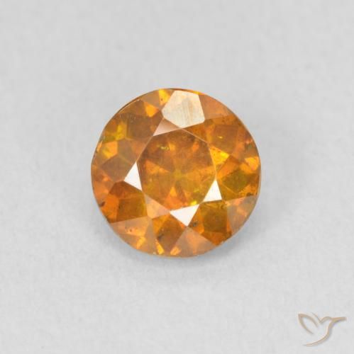 0.85ct Natural Medium Orange Sphalerite, Round, VS-SI