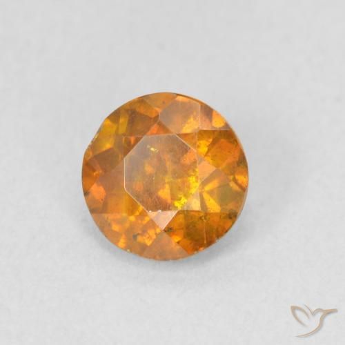 0.85 ct Orange Sphalerite Stone, Natural Sphalerite in Round Facet Shape for Sale
