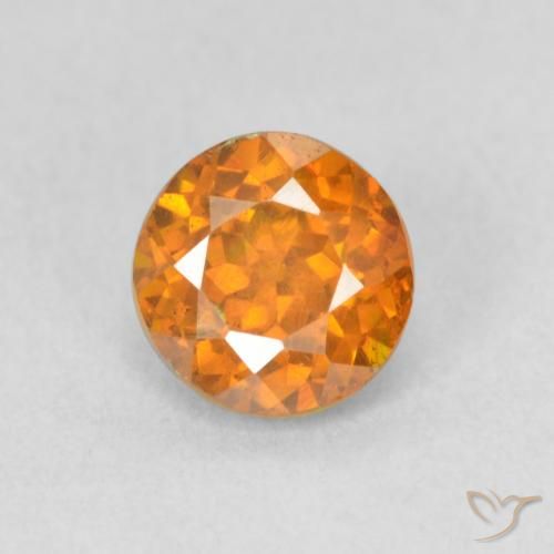 1.06ct Natural Bright Orange Sphalerite, Round, VS-SI