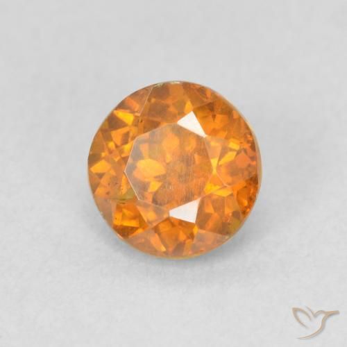 1.06 ct Orange Sphalerite Stone, Natural Sphalerite in Round Facet Shape for Sale