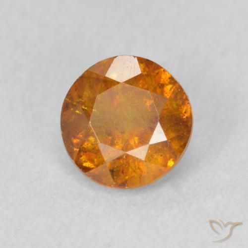 0.71 ct Orange Sphalerite Stone, Natural Sphalerite in Round Facet Shape for Sale