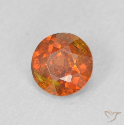0.52 ct Orange Sphalerite Stone, Natural Sphalerite in Round Facet Shape for Sale