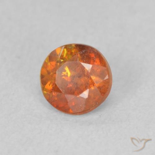 0.48 ct Orange Sphalerite Stone, Natural Sphalerite in Round Facet Shape for Sale