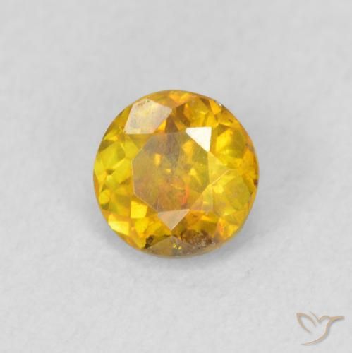 0.53 ct Golden Sphalerite Stone, Natural Sphalerite in Round Facet Shape for Sale