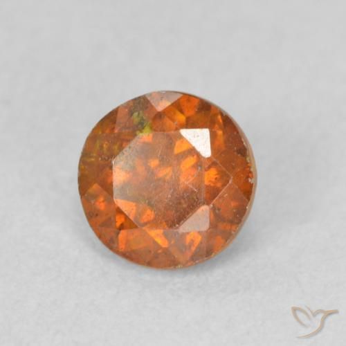 0.65 ct Orange Sphalerite Stone, Natural Sphalerite in Round Facet Shape for Sale