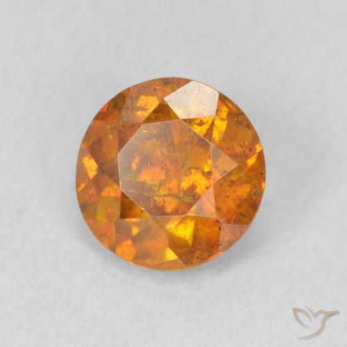 0.78 ct Orange Sphalerite Stone, Natural Sphalerite in Round Facet Shape for Sale